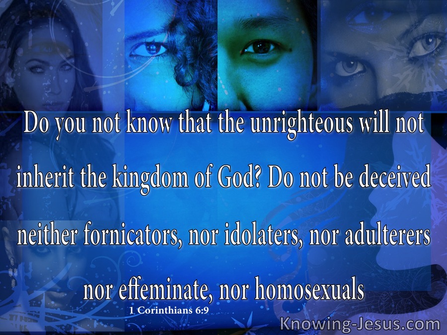 1 Corinthians 6:9 The Unrighteous Will Not Inherit The Kingdom (blue)